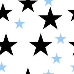 A seamless fabric pattern with the stars on a white background.