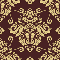 Damask seamless ornament. Traditional vector pattern. Classic oriental background