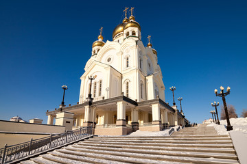 Orthodox cathedral in winter