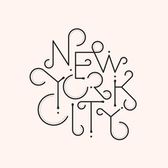 New York City, typographic design, vector illustration, line design