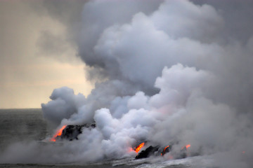 Lava flowing into the ocean