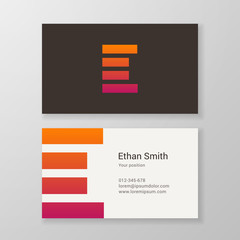 Letter E stripes Business card template