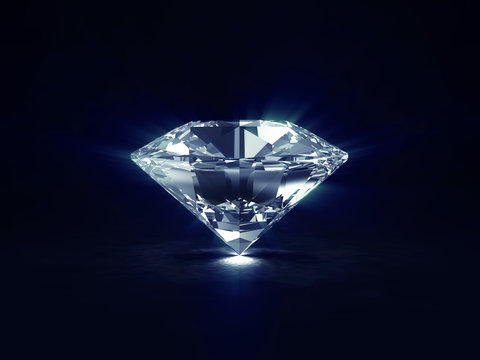 Big Blue Diamond on black background with Glowing Rays