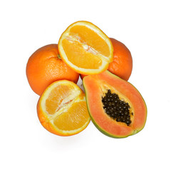 Papaya und Orangen