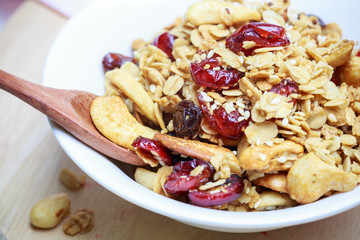 Homemade granola breakfast health food