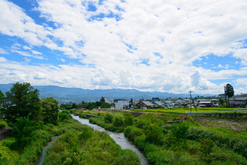 Naklejka premium Cityscape of Iida in Nagano, Japan