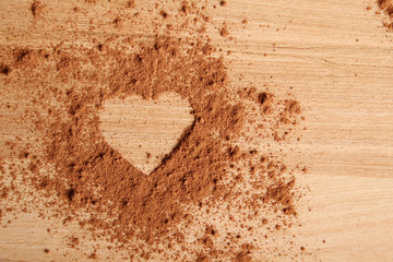 Heart shape made of cocoa