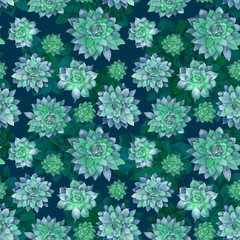 Dark Forest Succulent Pattern