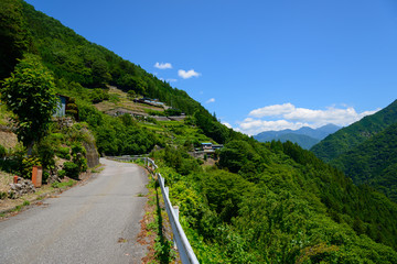 Southern Japan Alps and Shimoguri village in Iida, Nagano, Japan