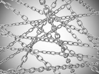 Heap of Metal Chains Abstract Background