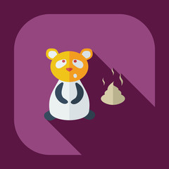 Flat modern design with shadow icons panda turd