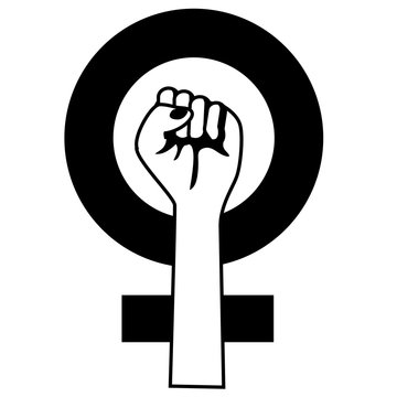 Raised Fist Icon Of Feminist Movement. EPS 10 Vector.