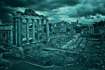 The Roman Forum in Rome. Vintage style.