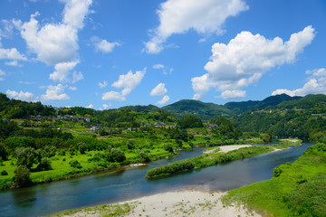 Landscape of along the Tenryu river in Nagano, Japan