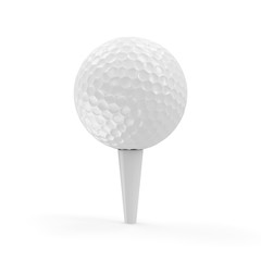 Golf Ball on White Tee isolated on white background. Sport and Recreation Concept