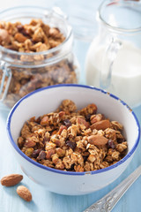 homemade healthy granola in bowl for breakfast