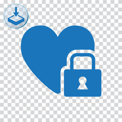 Locked heart sign icon.