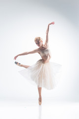 The silhouette of ballerina on white background