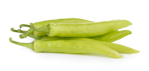 green chili pepper on white background