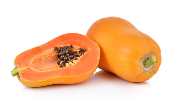 papaya on white background