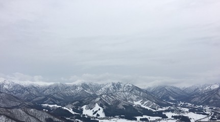 Peaks covered with snow