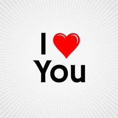 I love you, with red heart sign