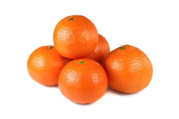 Heap of studio isolated mandarins on white background