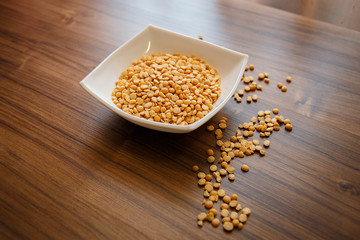 Bowl of yellow dry split peas