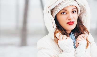 Woman enjoying at winter