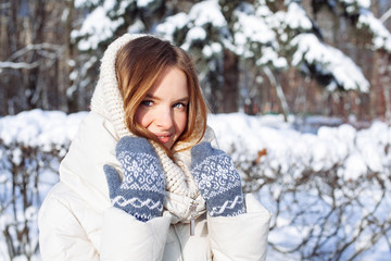 Beautiful winter portrait of young woman