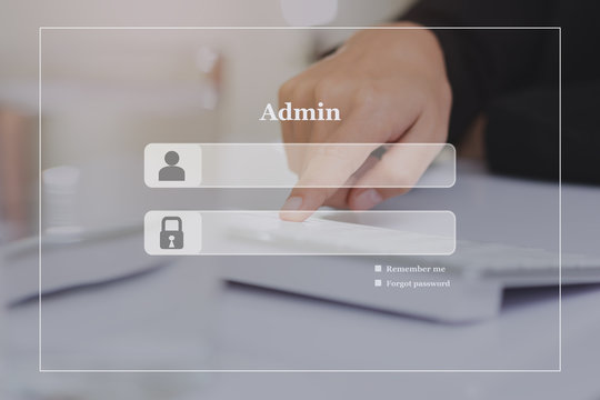 Admin login screen background on the touch keyboard.