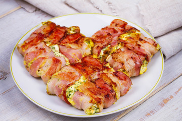 Bacon wrapped cheese