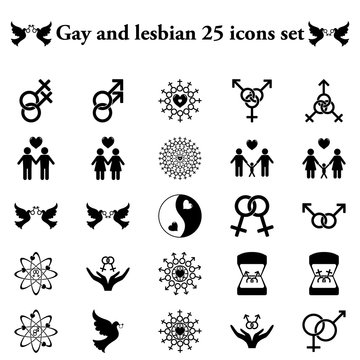 Gay and lesbian simple icons set