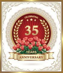   Happy birthday to 35 years with a bouquet of roses