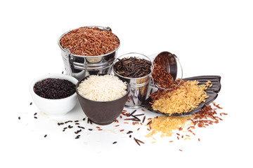 Different kinds of rice .