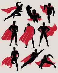 Set of superhero in 9 different poses. No gradient used. - 101221101