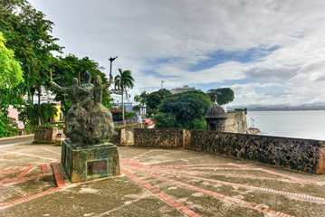 Plaza de la Rogativa, Old San Juan, Puerto Rico - obrazy, fototapety, plakaty