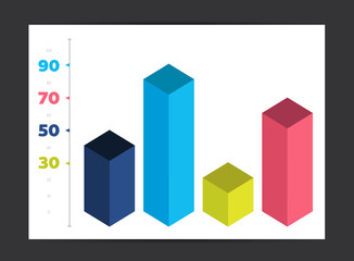 Infographic 3D cube diagram chart, graph. Graphic element can be used for brochure layout, workflow, diagram, number options, web design template. Vector illustration.