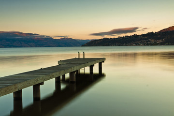 dock on scenic mountain lake
