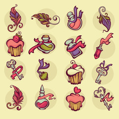 Boho girl, vector collection of stylish objects