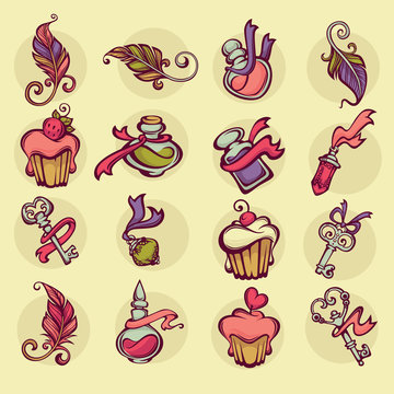 Boho girl, vector collection of stylish objects