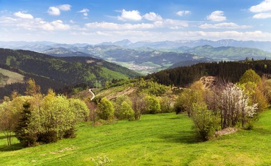 Springtime view from Javorniky to Mala Fatra mountains