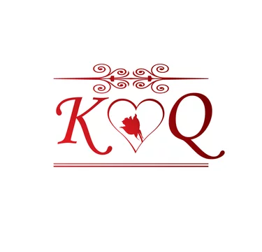 KQ love initial with red heart and rose Stock Vector | Adobe Stock