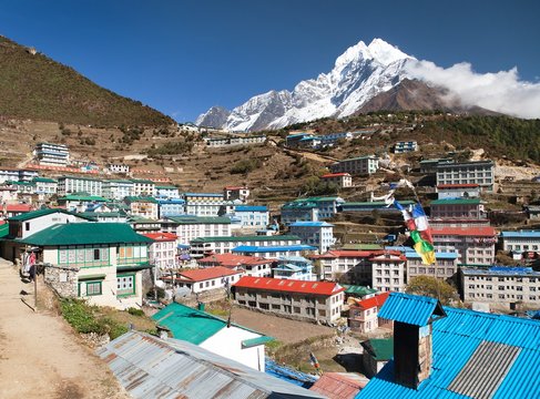 Namche bazar and mount thamserku