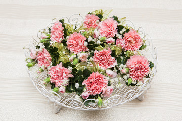 Flower arrangements.