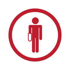Flat red hand injury icon in circle on white