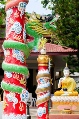 a big dragon statue at thailand,chinese temple.