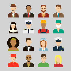 Professions Vector Flat Icons. Signs, symbols set