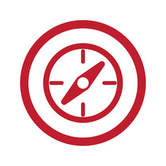 Flat red Compass icon in circle on white