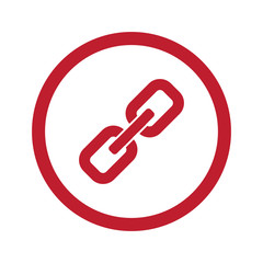 Flat red Links icon in circle on white